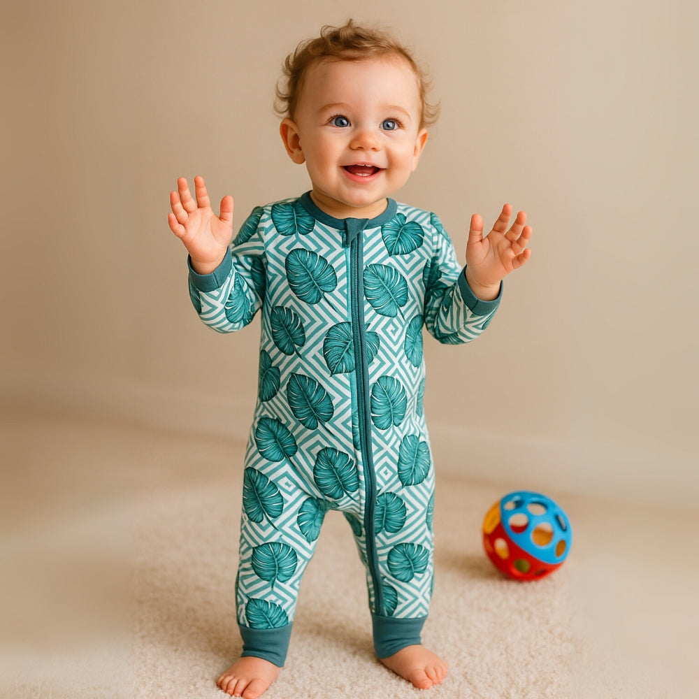 Cute Print Easy Zip Baby Romper - Beekee