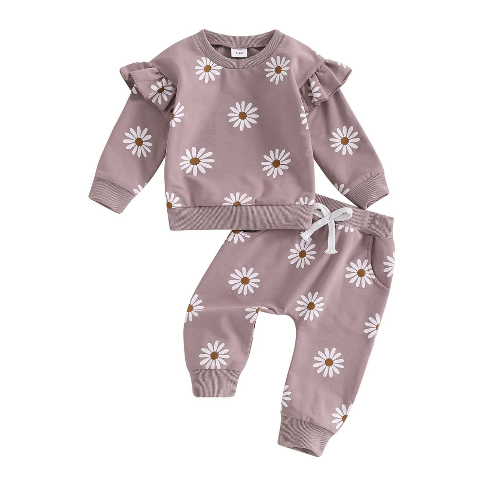Daisy Print Girls Sweatshirt Set - Beekee
