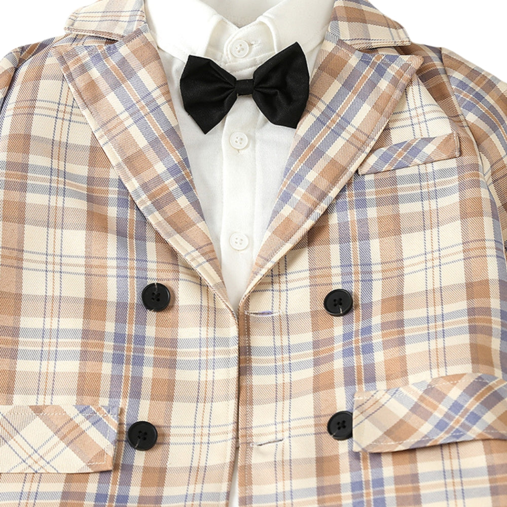 Dapper Plaid Blazer and Bow Tie Boys Set - Beekee