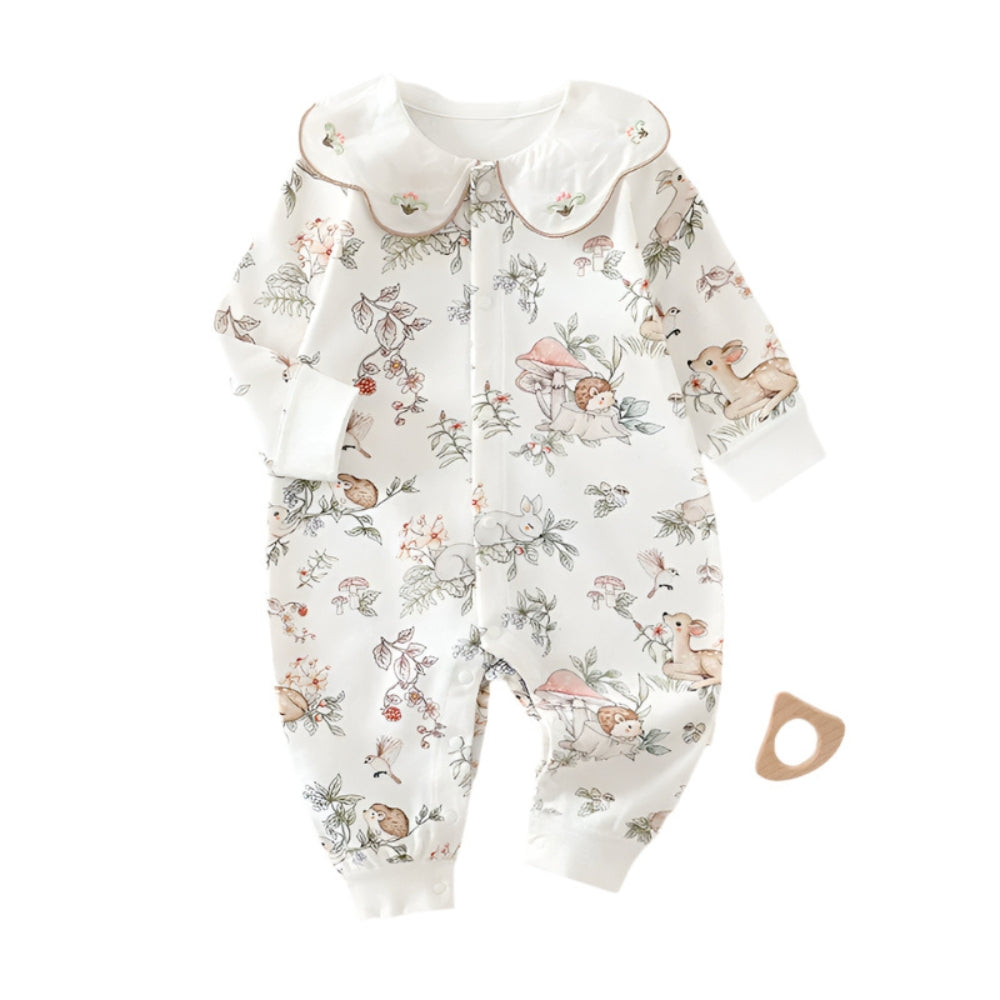 Embroidered Collar Floral Jumpsuit - Beekee