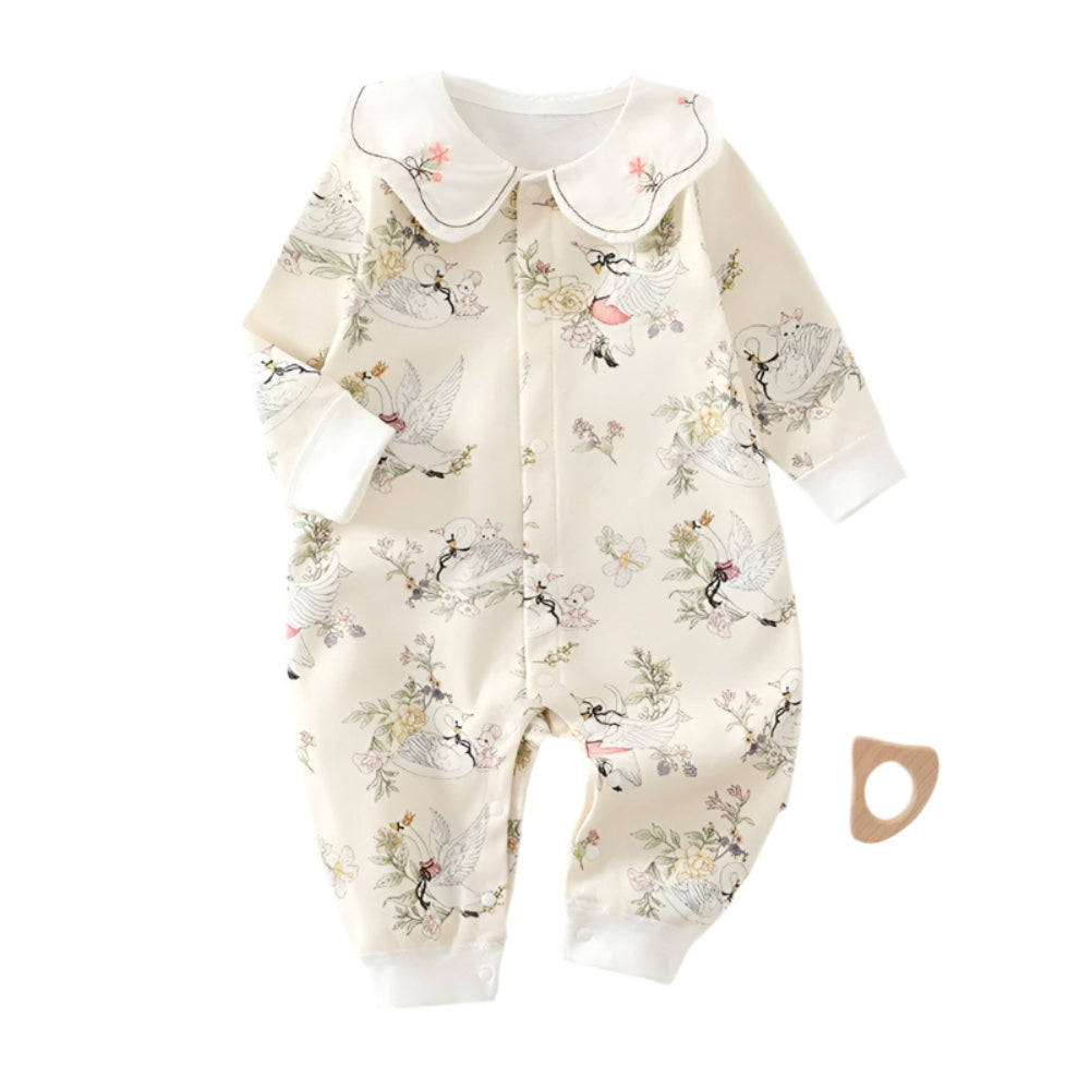 Embroidered Collar Floral Jumpsuit - Beekee