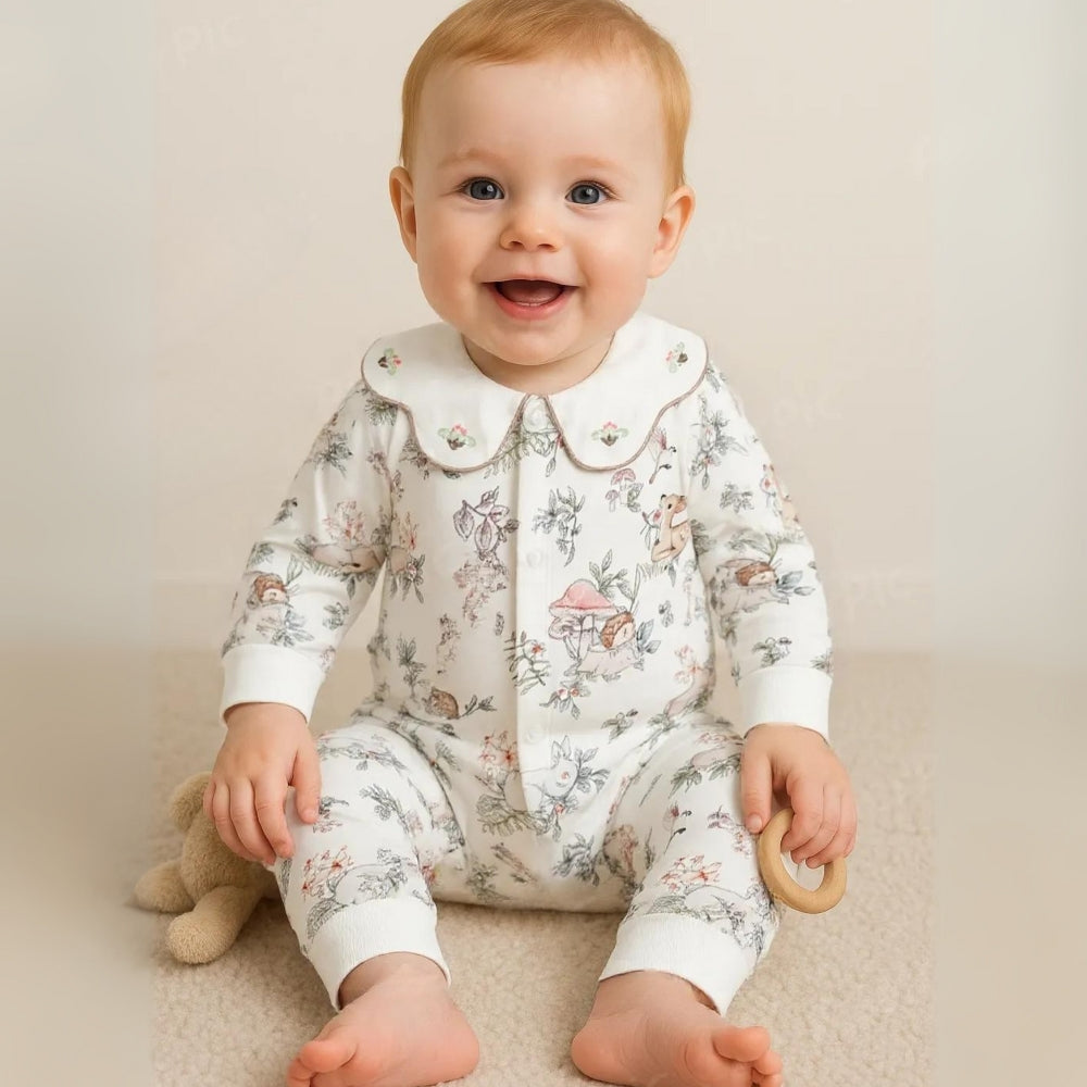 Embroidered Collar Floral Jumpsuit - Beekee