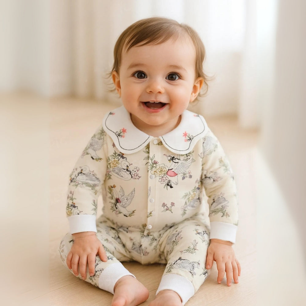 Embroidered Collar Floral Jumpsuit - Beekee