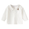 Embroidered Bear Collar Girls Long Sleeve Top - Beekee