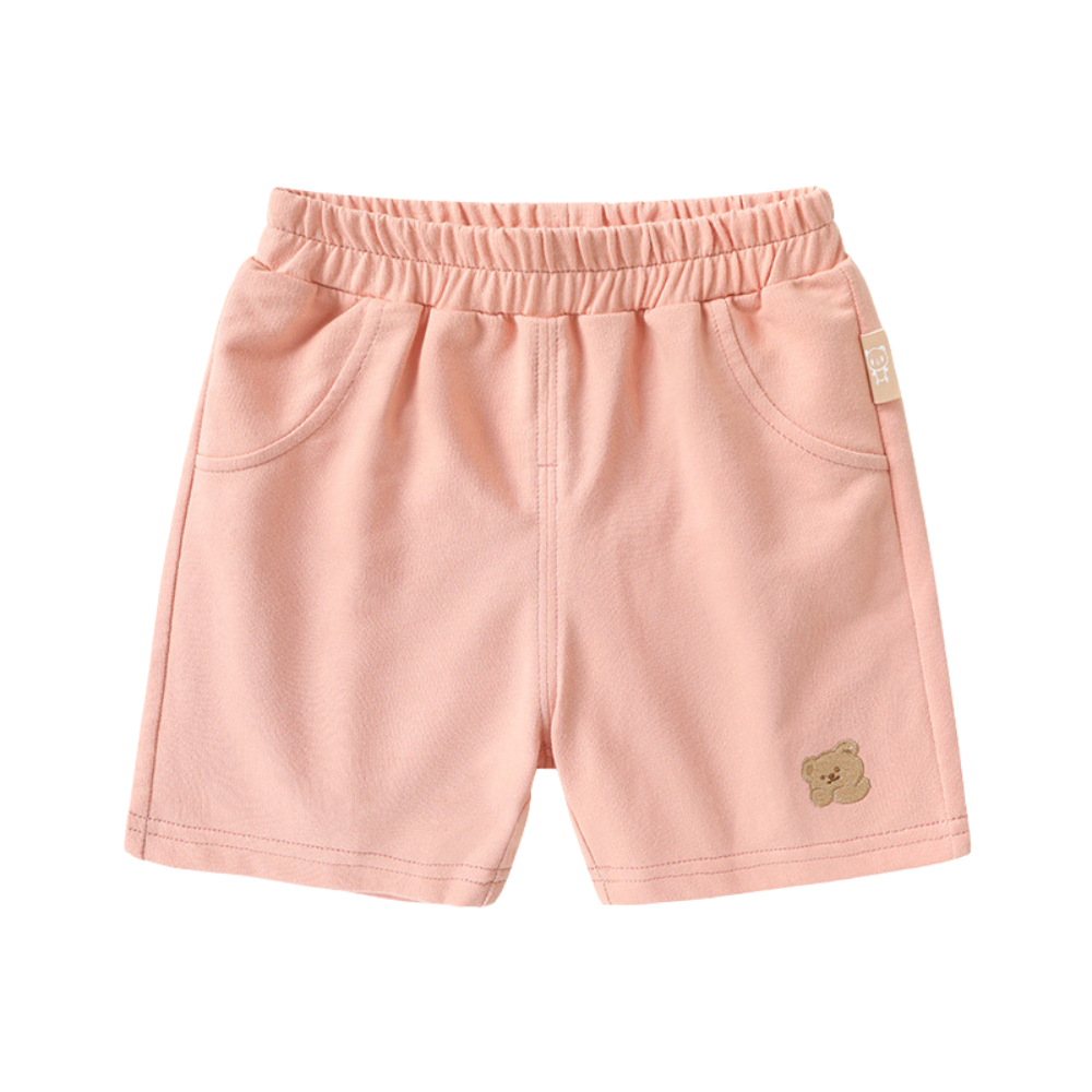 Embroidered Bear Cotton Shorts-Beekee