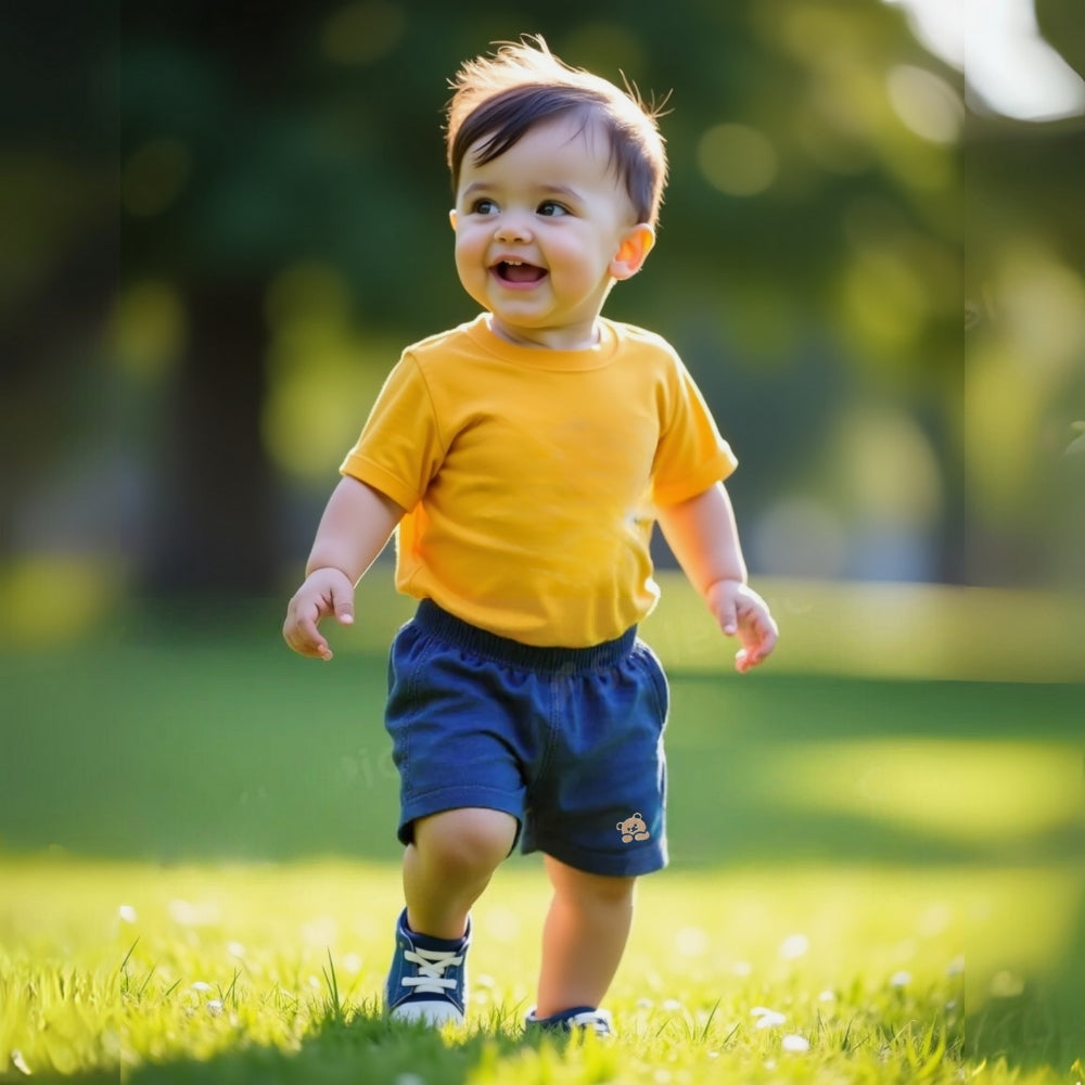 Embroidered Bear Cotton Shorts - Beekee