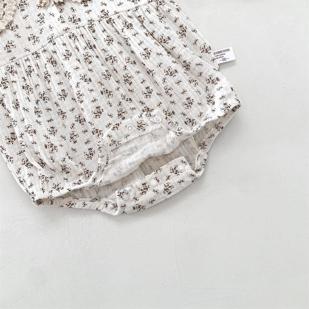 Floral Cotton Romper and Bonnet Set - Beekee