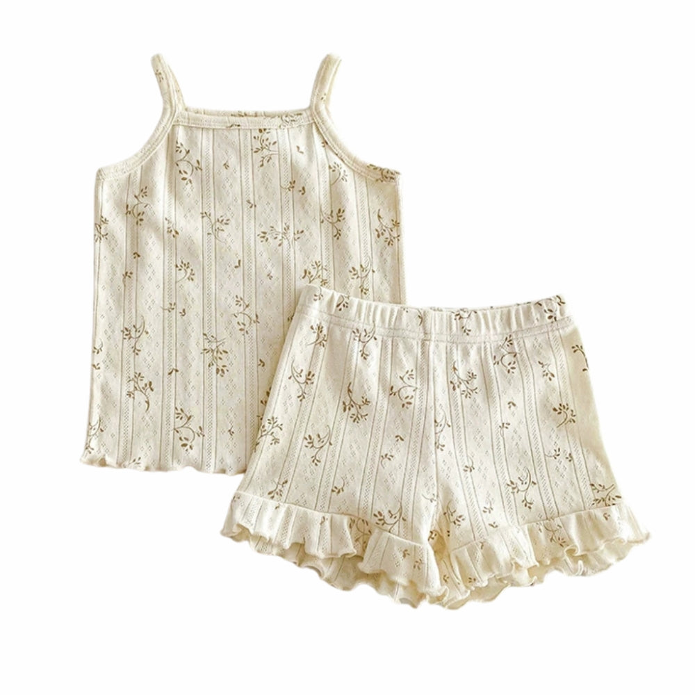 Floral Ruffle Tank Top and Shorts Set - Beekee