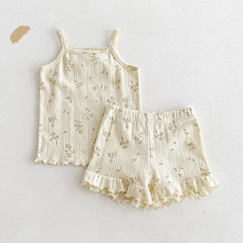 Floral Ruffle Tank Top and Shorts Set - Beekee
