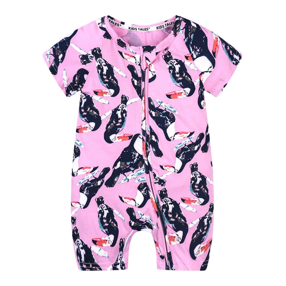 Fun Print Baby Romper with Zipper - Beekee