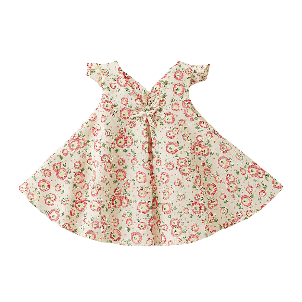 Girls Flutter Sleeve Bow Front Dress - Beekee