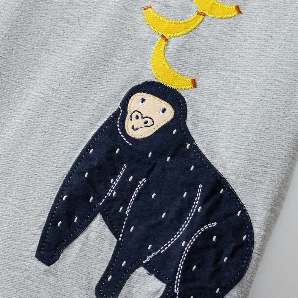 Gorilla and Banana Graphic T-Shirt and Shorts Outfit Set - Beekee