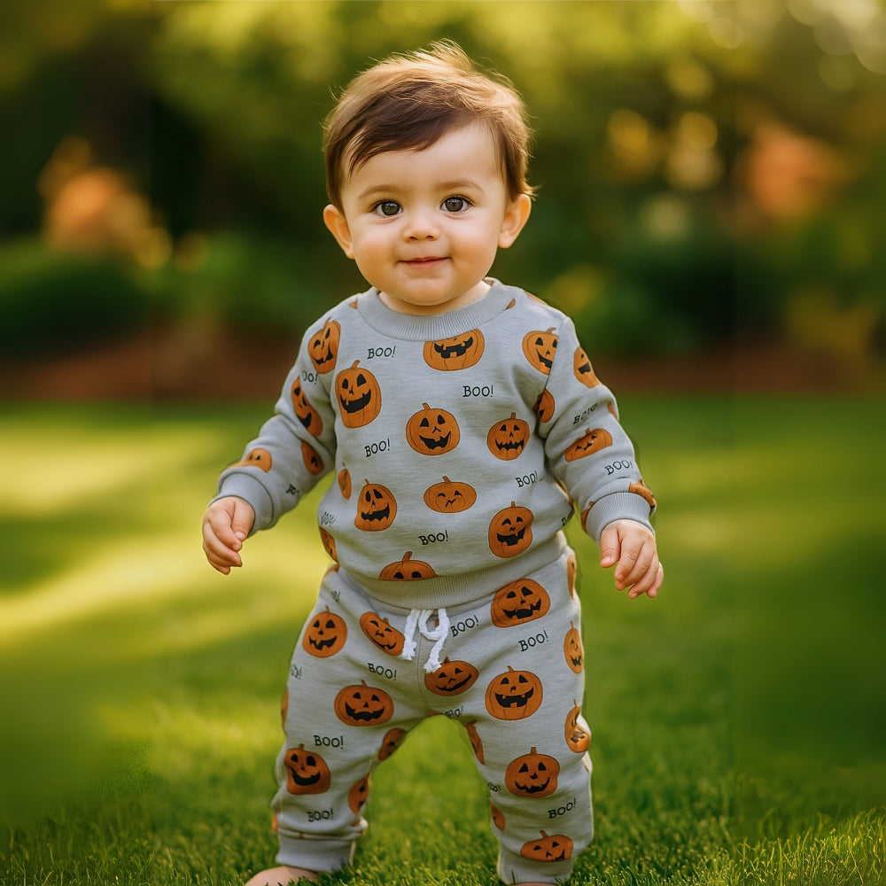 Halloween Pumpkin Cozy Fall Sweatshirt and Jogger Set - Beekee