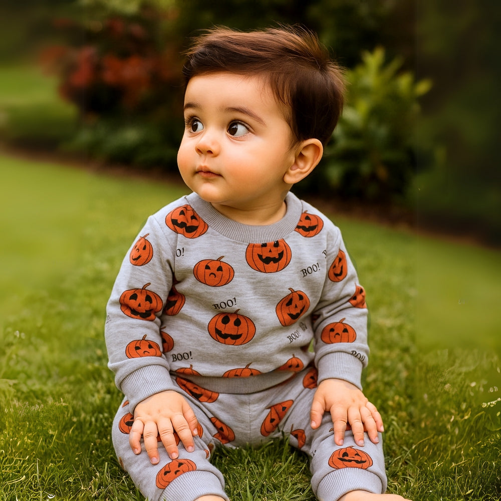 Halloween Pumpkin Cozy Fall Sweatshirt and Jogger Set - Beekee