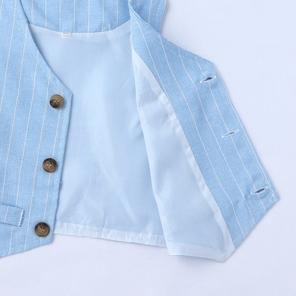 Handsome Pinstripe Vest and Bow Tie Boys Formal Set - Beekee