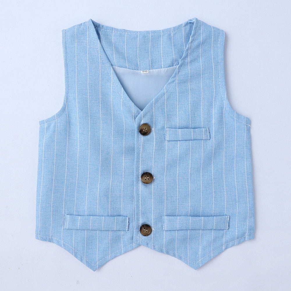 Handsome Pinstripe Vest and Bow Tie Boys Formal Set - Beekee