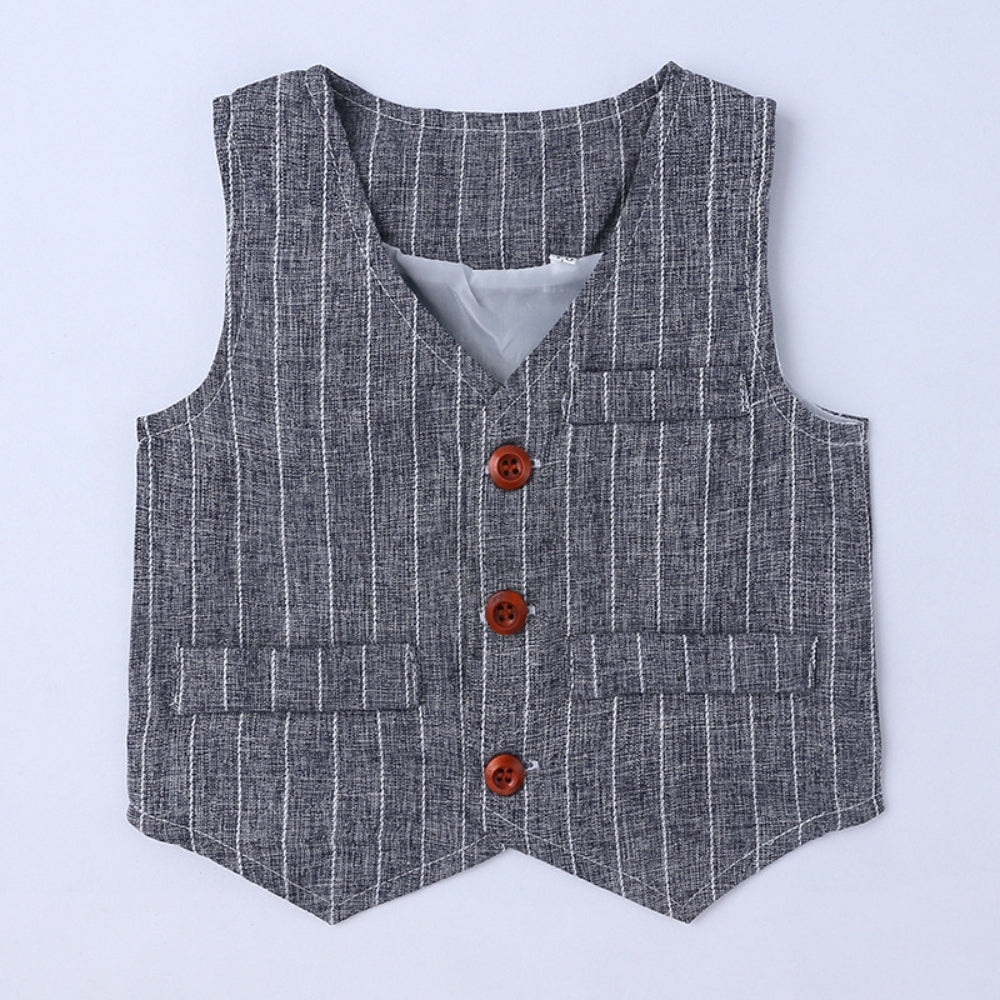 Handsome Pinstripe Vest and Bow Tie Boys Formal Set - Beekee