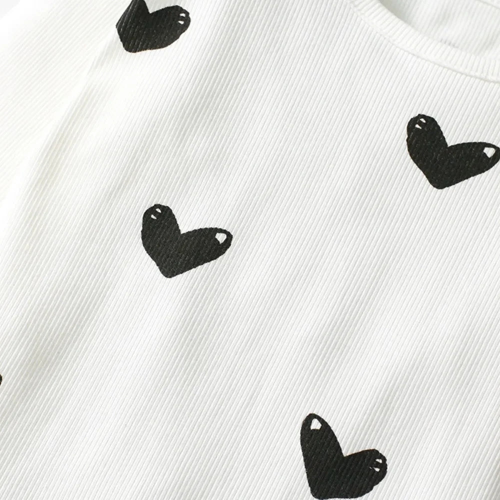 Heart Print Sweatshirt and Cargo Pants - Beekee