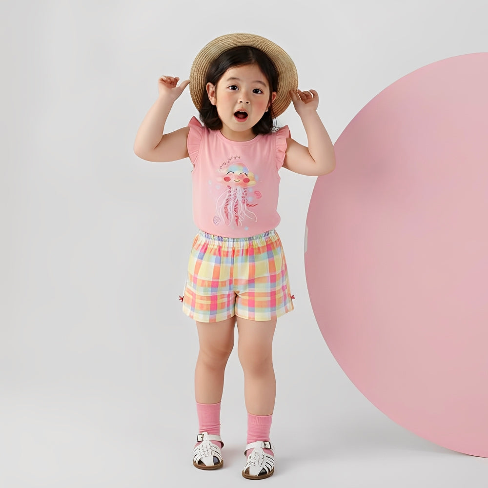Jolly Jellyfish Ruffle Top & Rainbow Shorts Set - Beekee