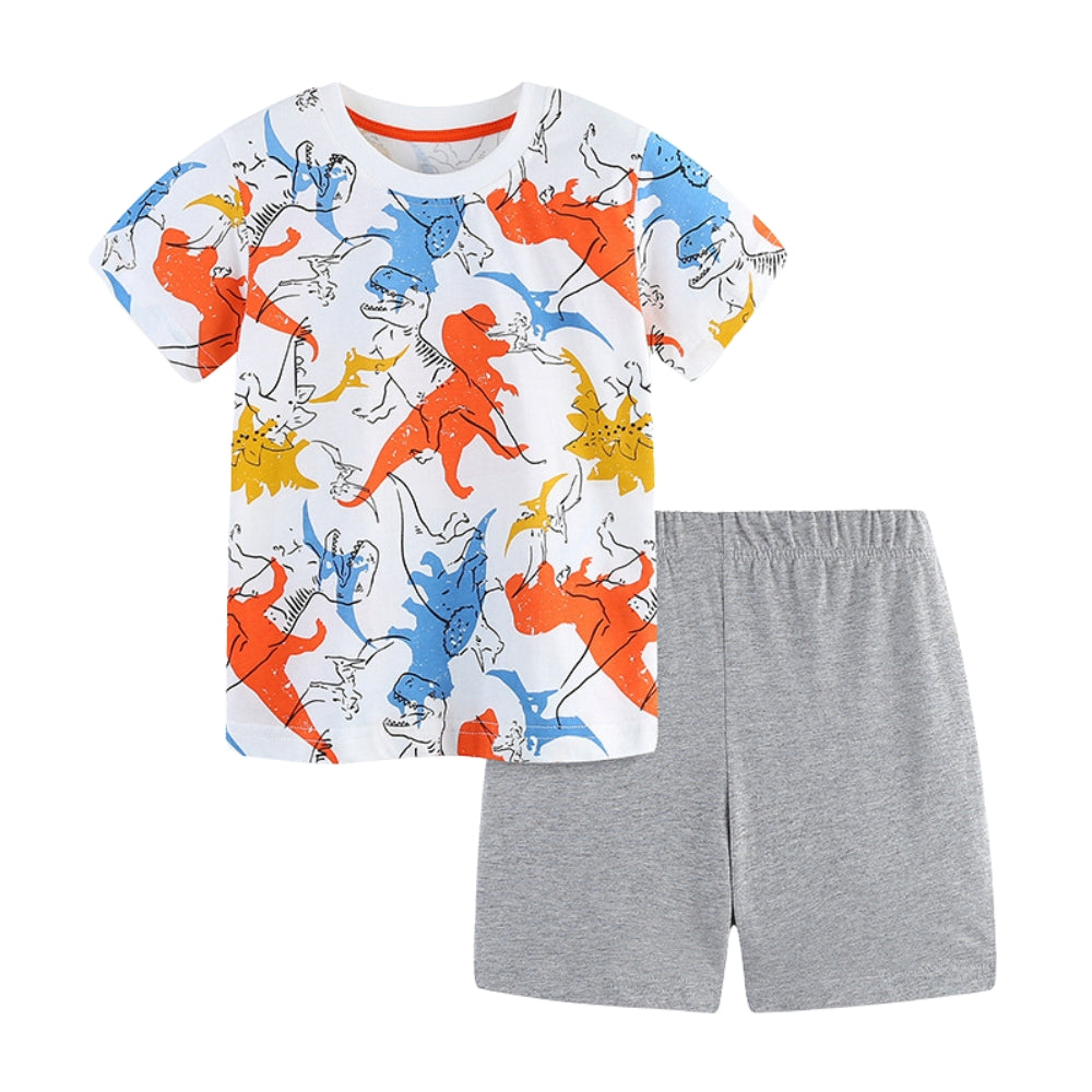 Jurassic Print Dinosaur T-Shirt and Shorts Set - Beekee