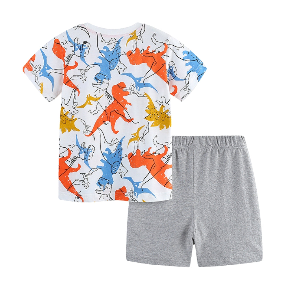 Jurassic Print Dinosaur T-Shirt and Shorts Set - Beekee