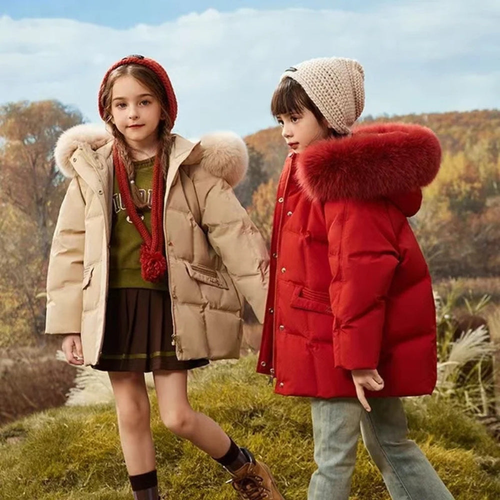 Kids Duck Down Hooded Winter Coat - Beekee