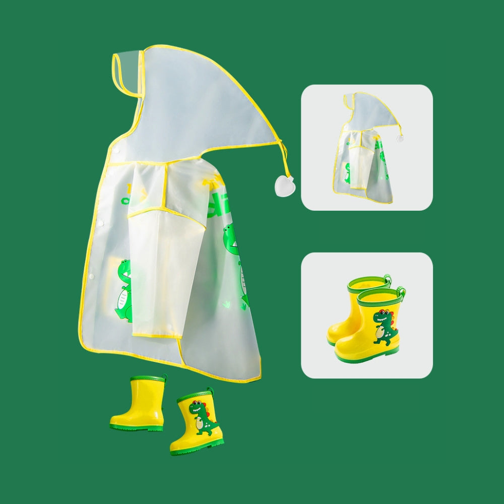 Kids Transparent Cartoon Raincoat Set - Beekee