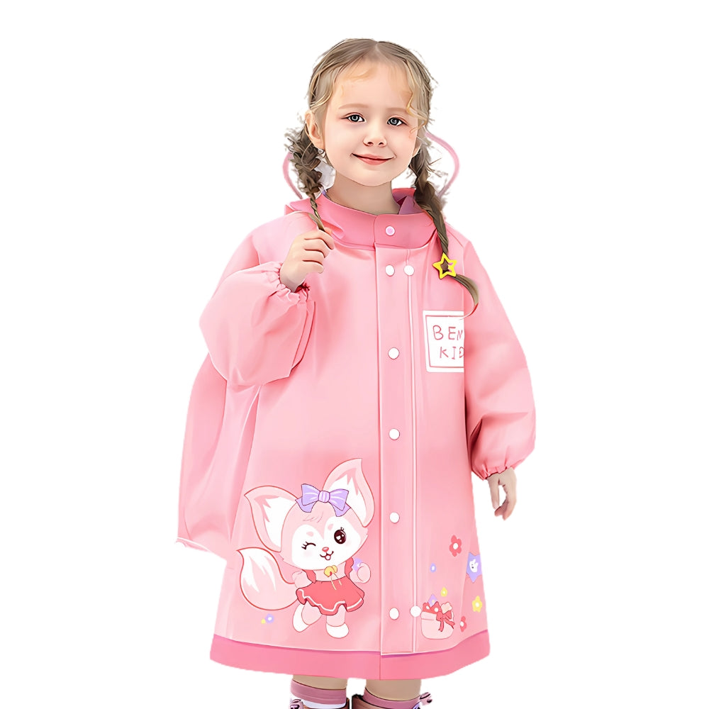 Kids Cartoon Print Hooded Raincoat - Beekee