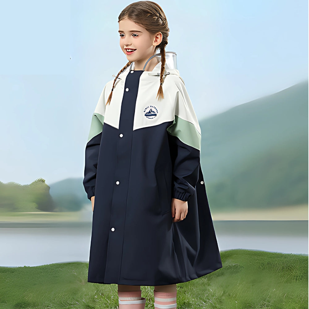 Kids’ Colorblock Hooded Raincoat - Beekee