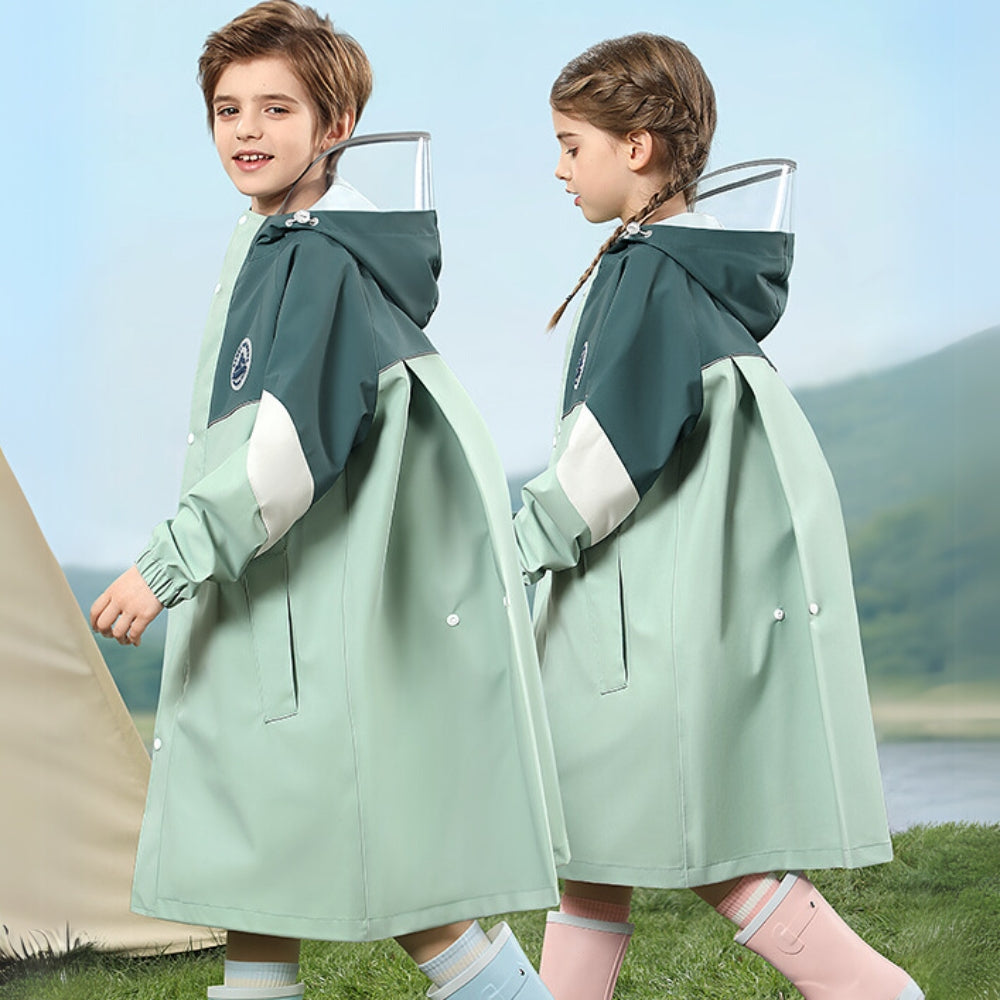 Kids’ Colorblock Hooded Raincoat - Beekee
