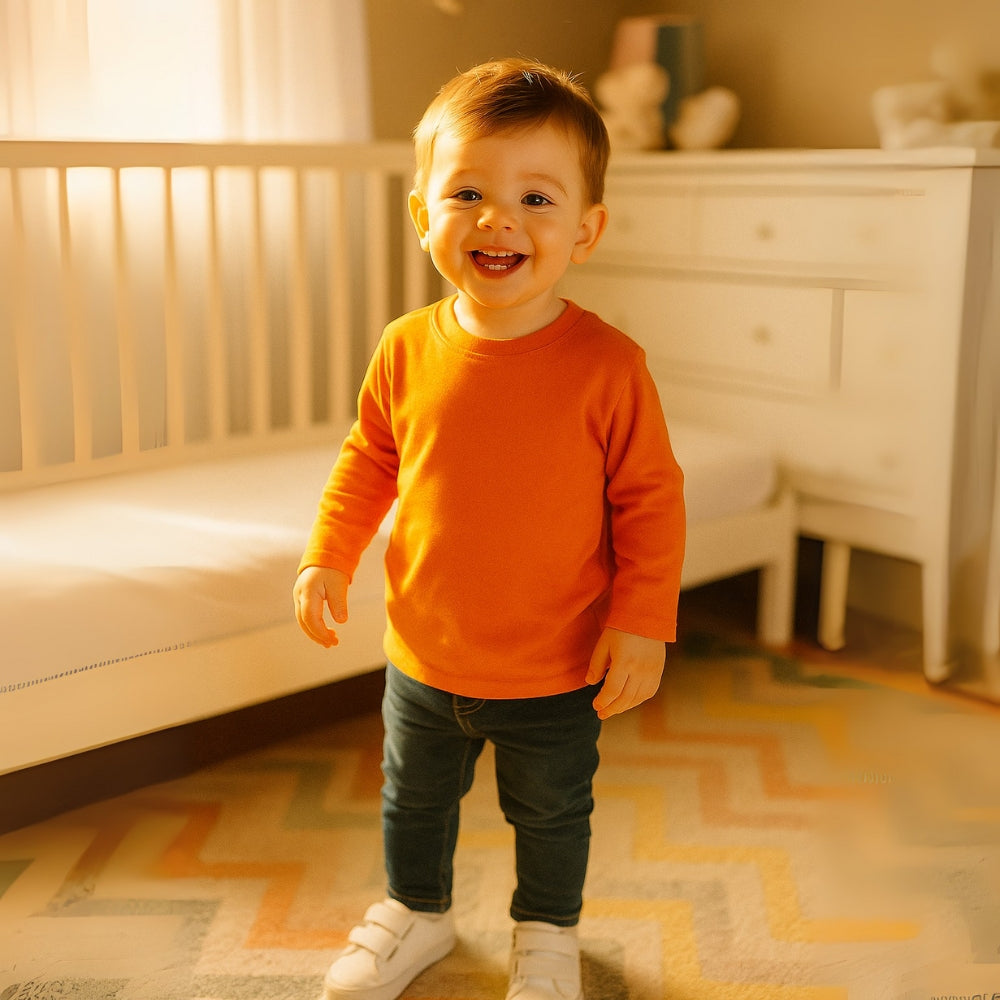 Kids Cotton Long Sleeve Crewneck Shirt - Beekee