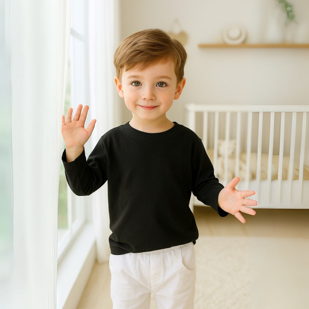 Kids Cotton Long Sleeve Crewneck Shirt - Beekee