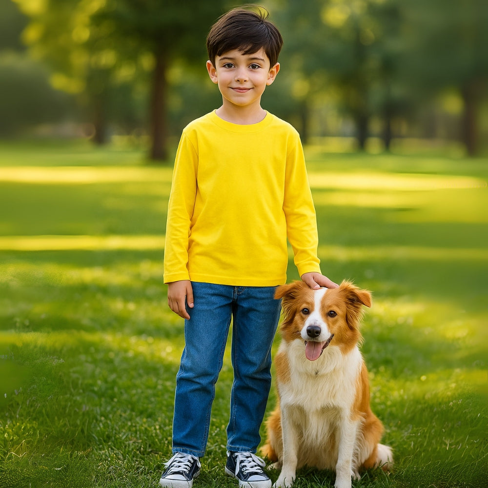 Kids Cotton Long Sleeve Crewneck Shirt - Beekee