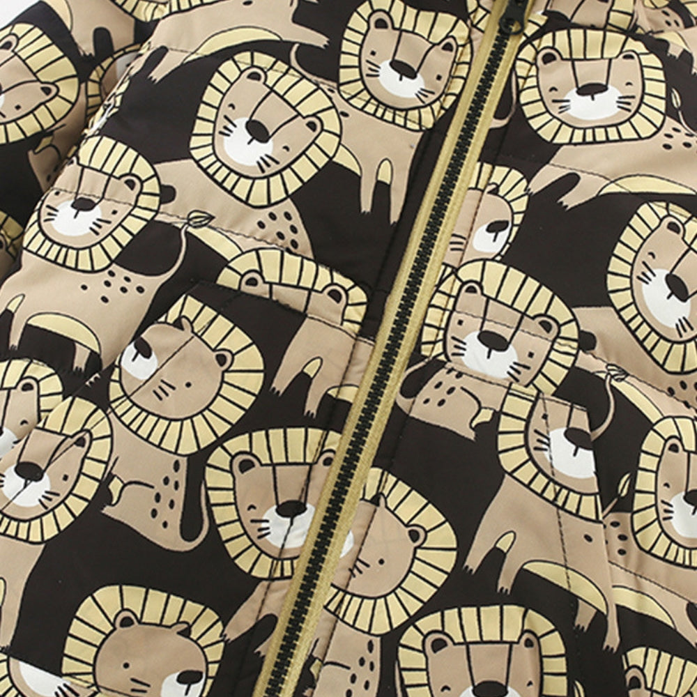 Lion Print Puffer Jacket - Beekee