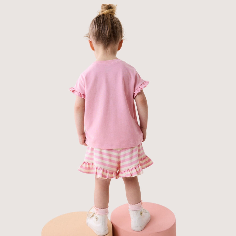 Pink Bunny Ruffle T-Shirt and Shorts Play Set - Beekee