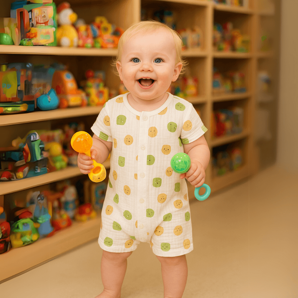Playful Print Cotton Romper - Beekee