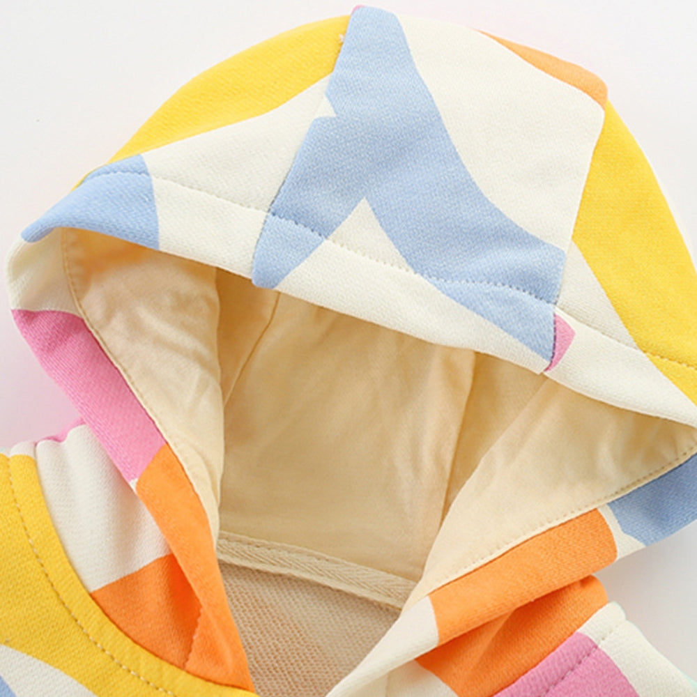Playful Wave Print Zip-Up Hoodie - Beekee