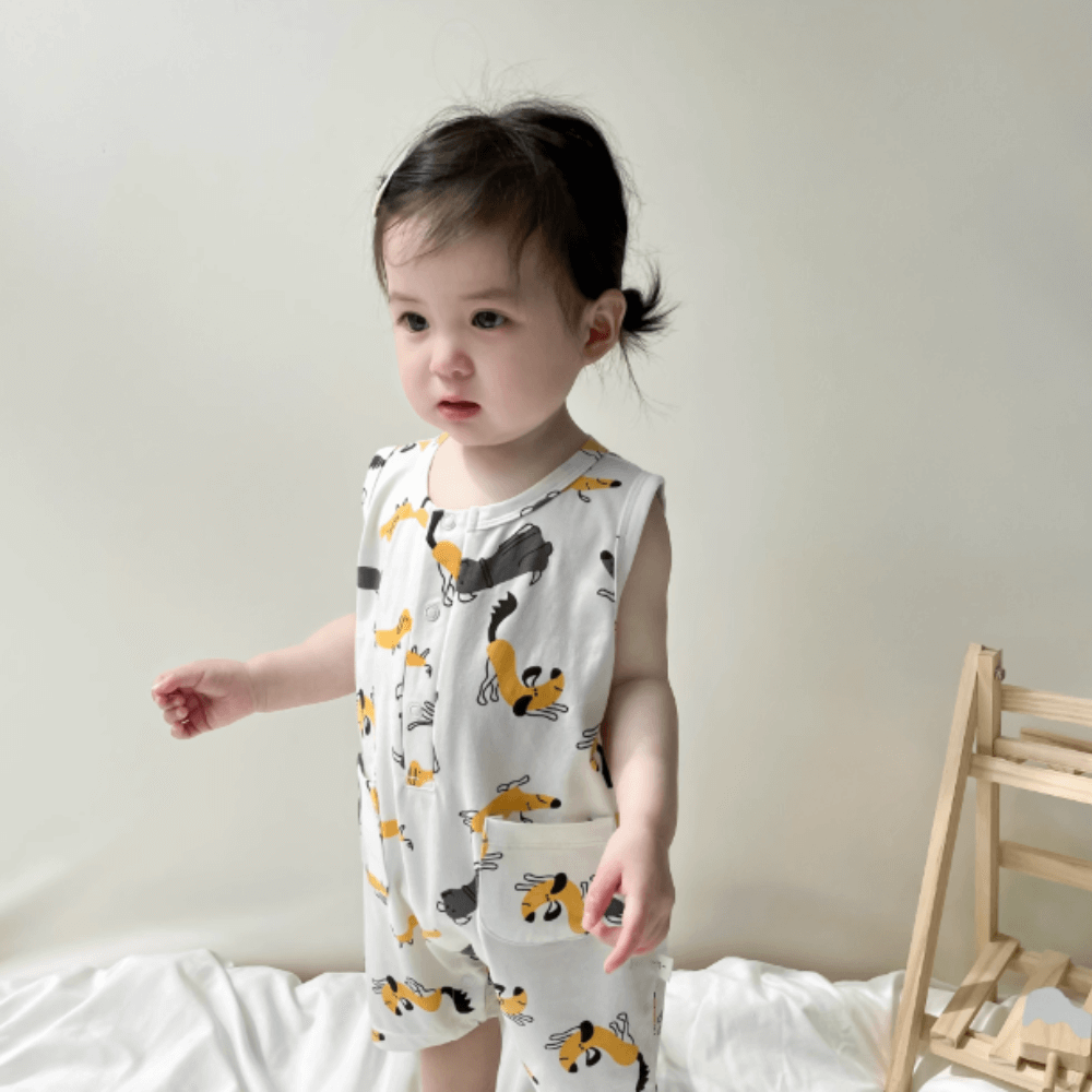 Playful Print Baby Romper With Pockets - Beekee
