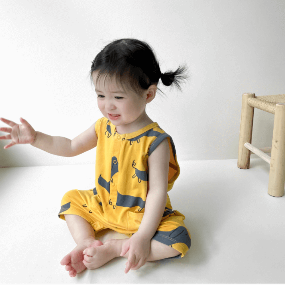 Playful Print Baby Romper With Pockets - Beekee