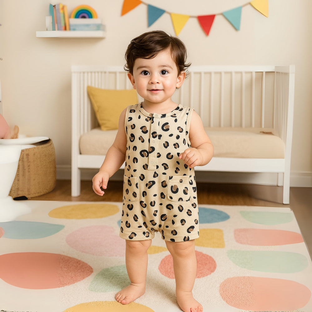 Playful Print Baby Romper With Pockets - Beekee