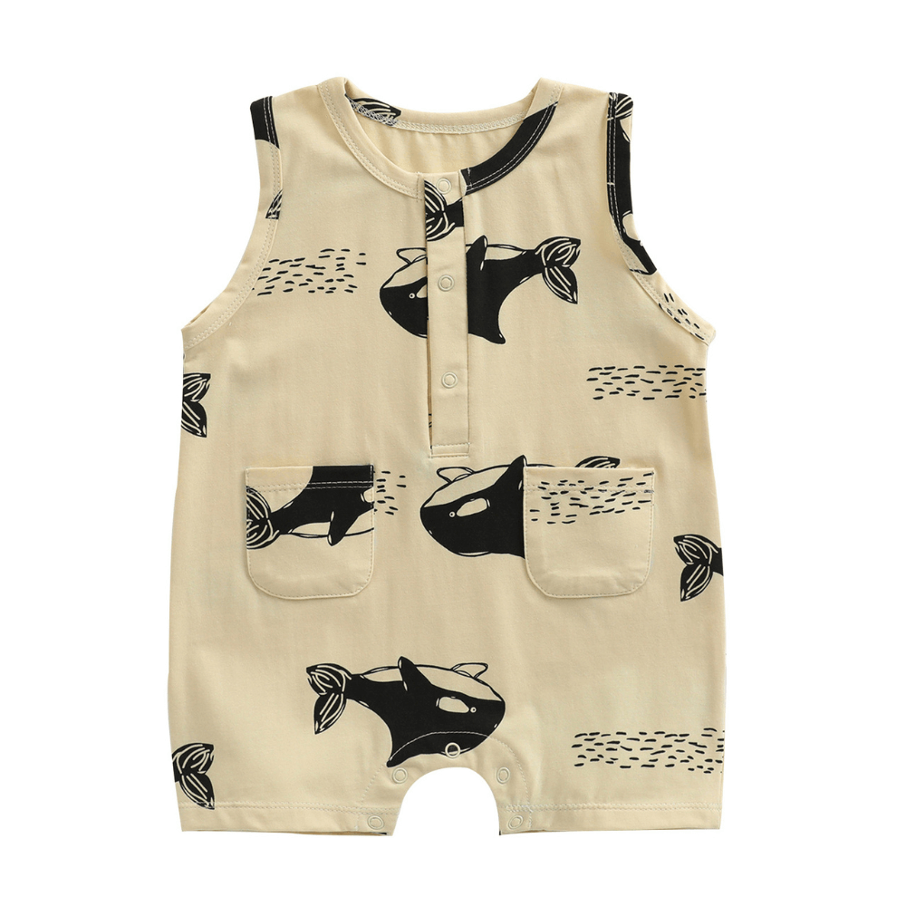 Playful Print Baby Romper With Pockets - Beekee