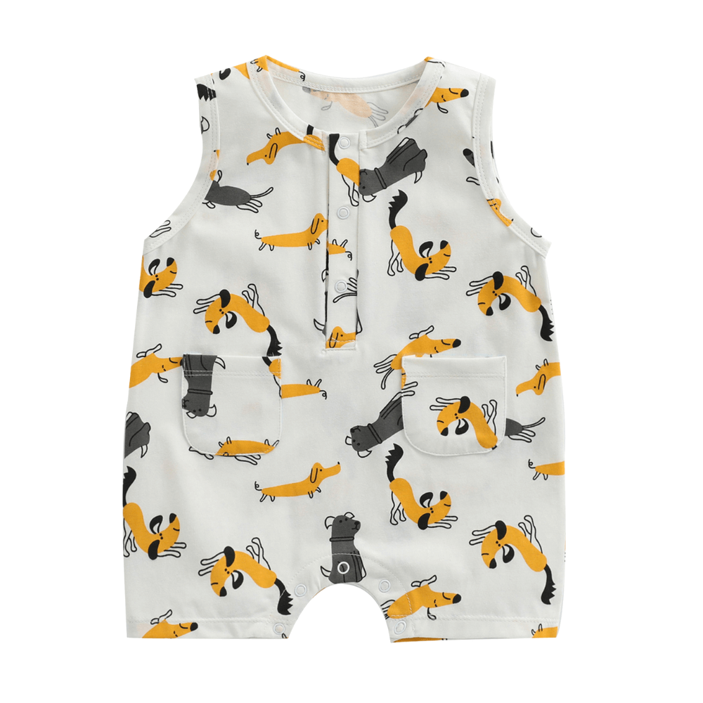 Playful Print Baby Romper With Pockets - Beekee