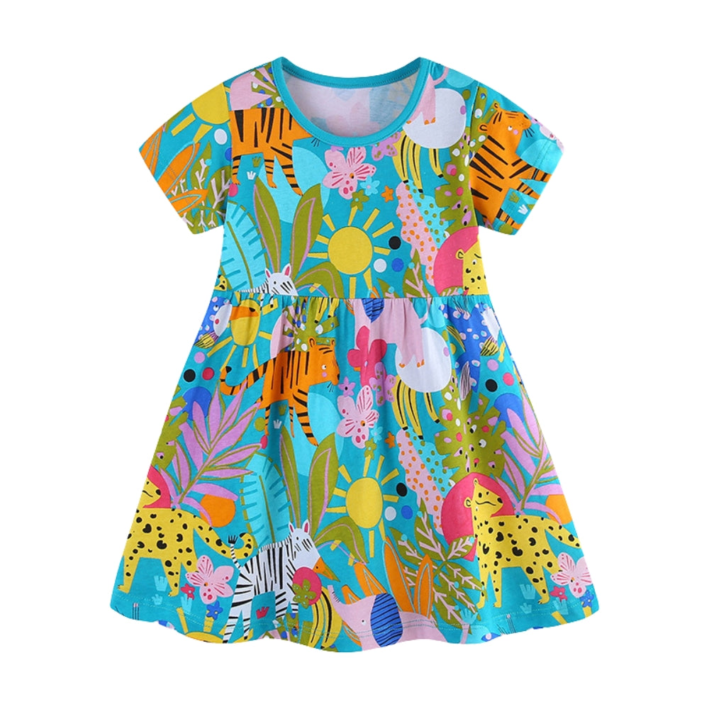 Playful Safari Animal Girls Dress - Beekee