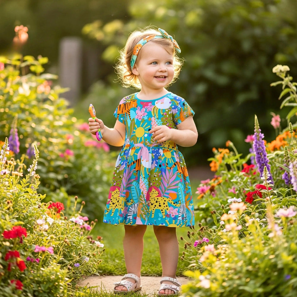 Playful Safari Animal Girls Dress - Beekee