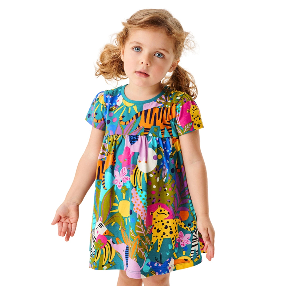 Playful Safari Animal Girls Dress - Beekee