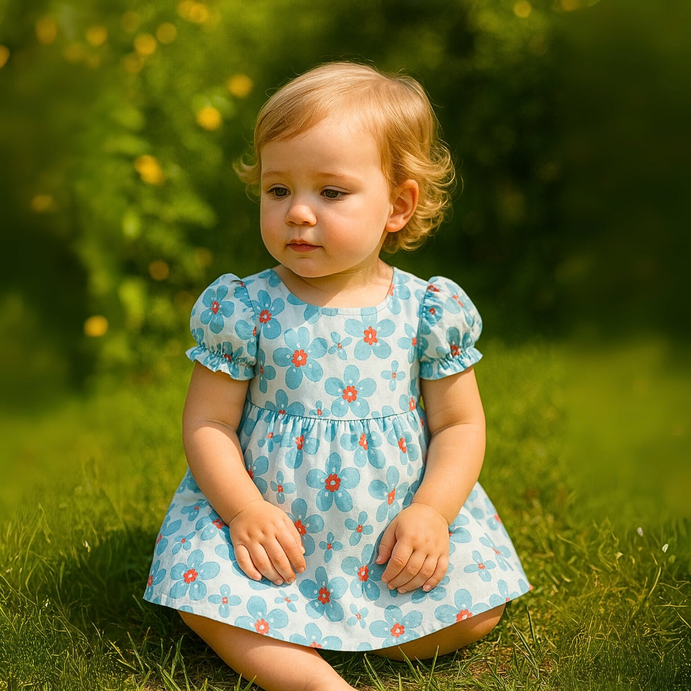 Pretty Puff Sleeve Girls Dress - Beekee