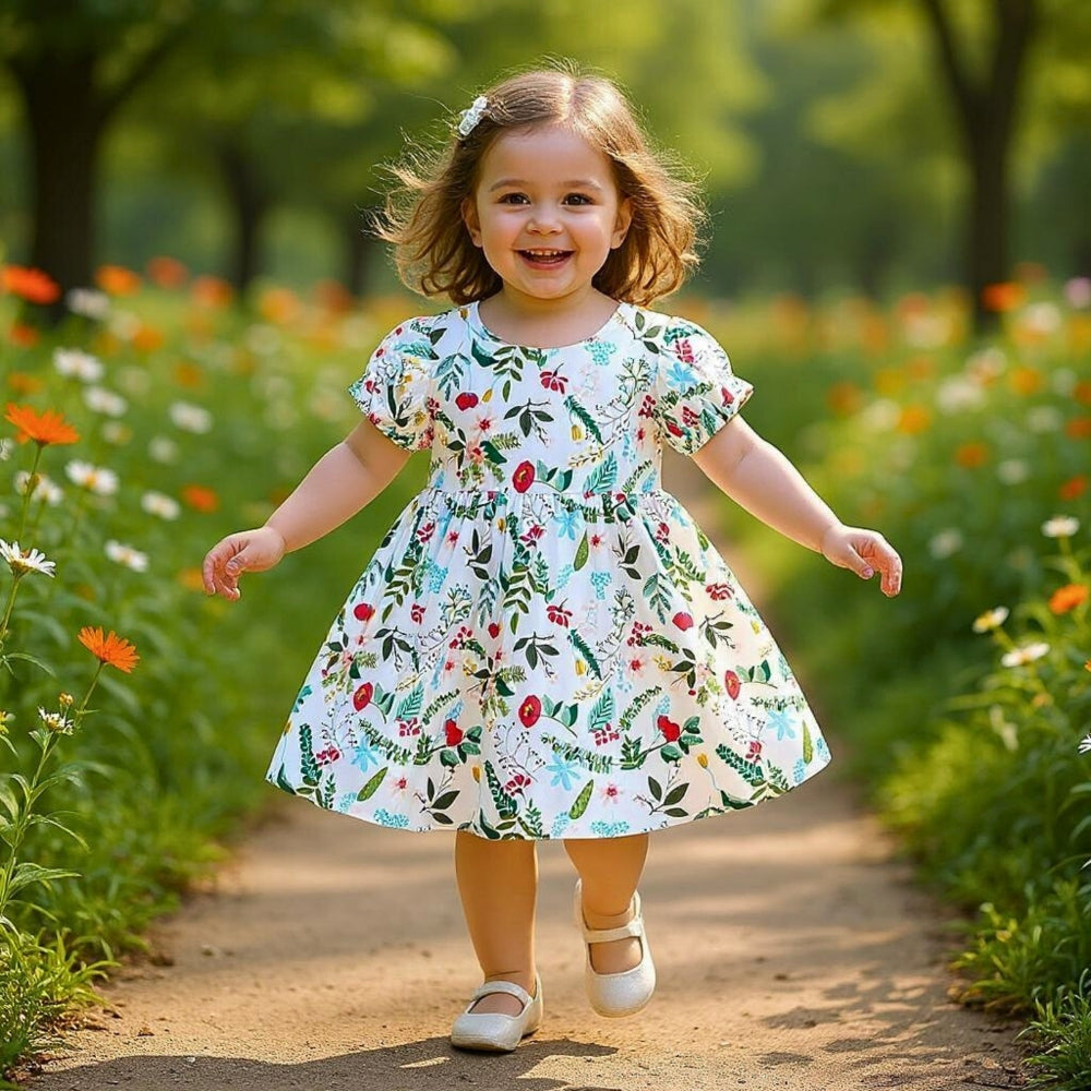Pretty Puff Sleeve Girls Dress - Beekee