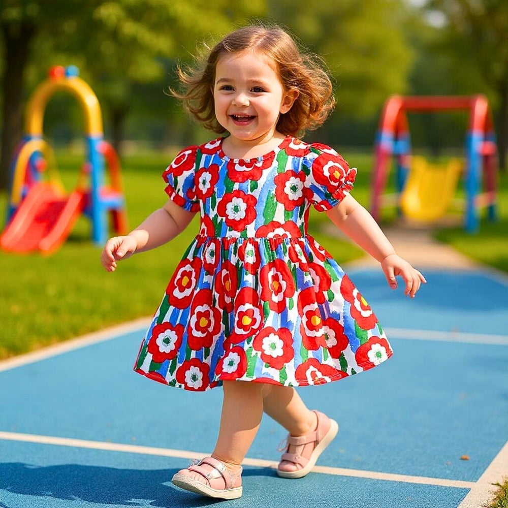 Pretty Puff Sleeve Girls Dress - Beekee