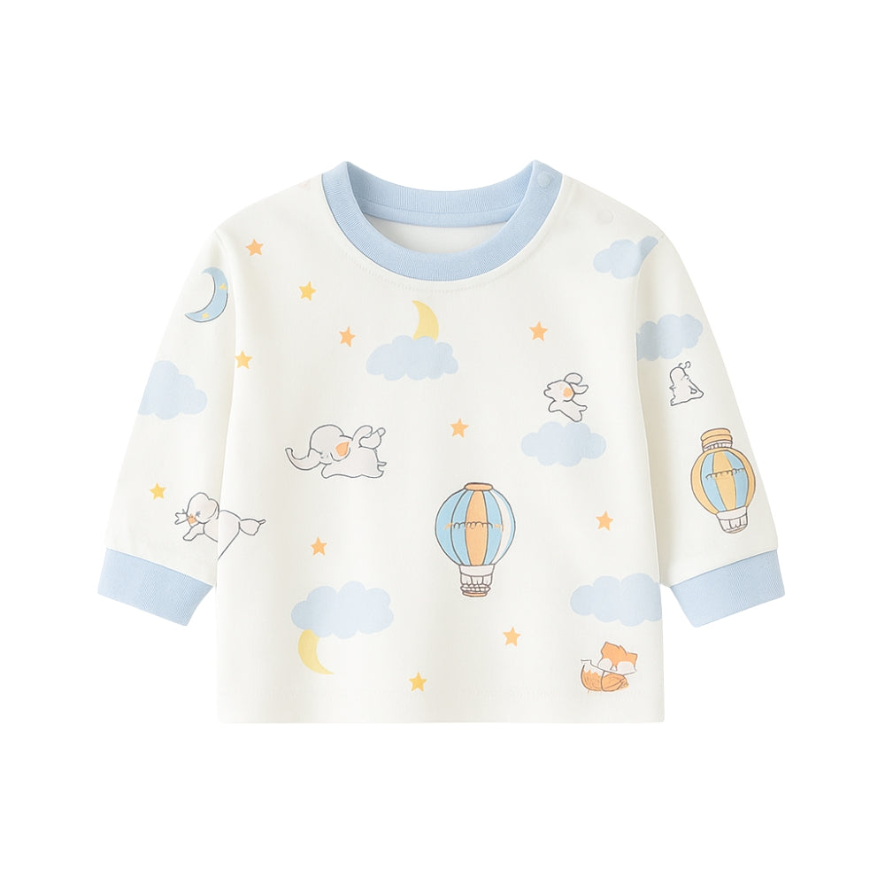 Printed Long Sleeve Kids Snap-Shoulder Shirt - Beekee