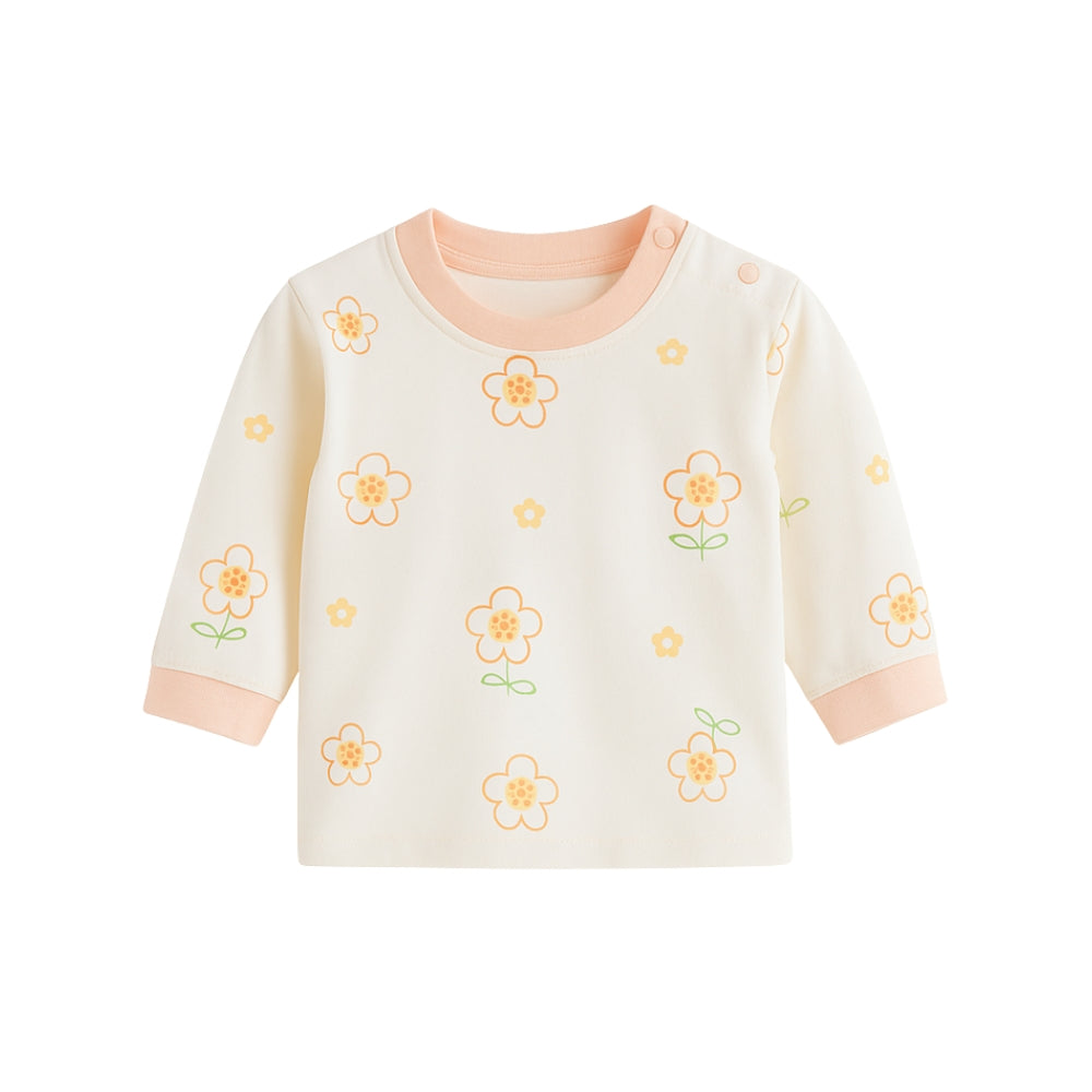 Printed Long Sleeve Kids Snap-Shoulder Shirt - Beekee